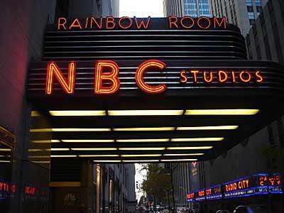 Rainbow Room and NBC Studios marquee at 30 Rockefeller Plaza New York City event venue