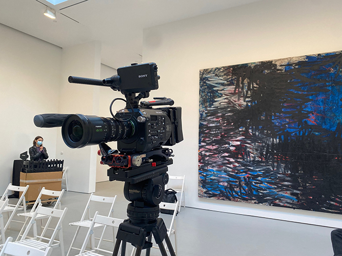 CitiView AV professional Sony video camera on tripod for live streaming at David Zwirner Gallery corporate event