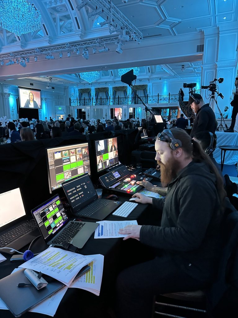 CitiView video engineer running live switching and streaming at a ballroom event